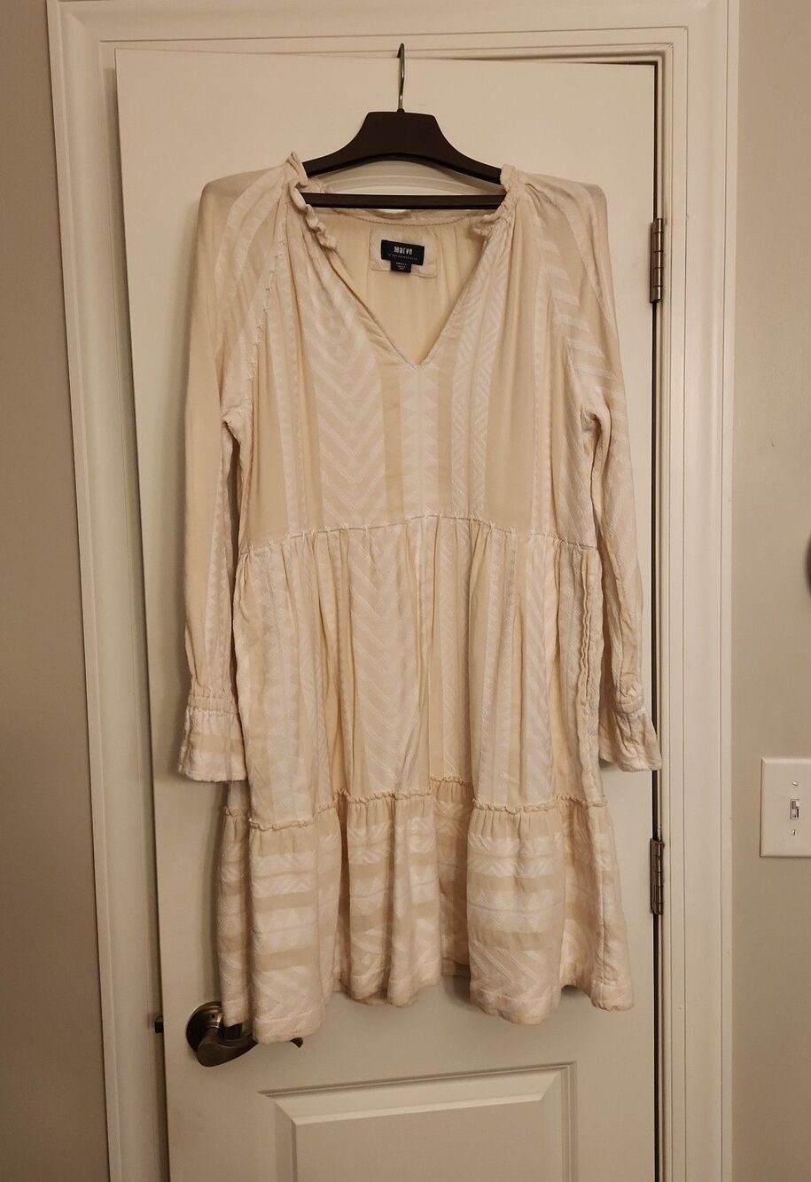 Maeve by Anthropologie Dominique Cream & White Tunic Dress Size S